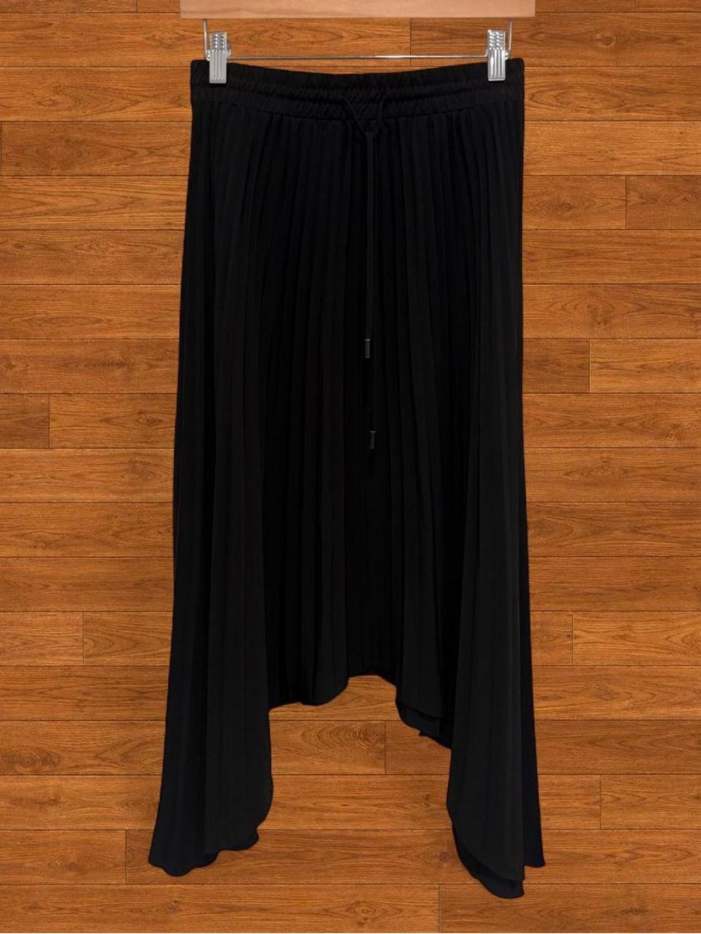Karl Lagerfeld Black Pleated Asymmetrical Skirt